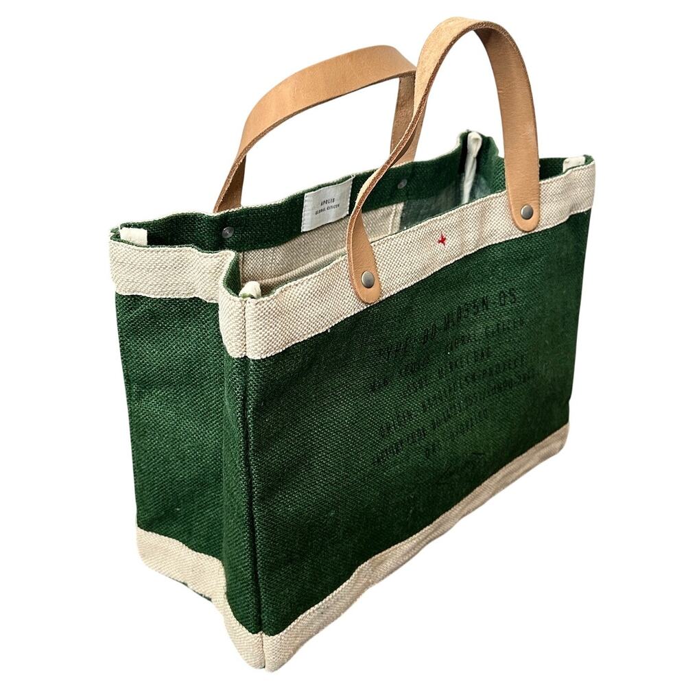 Apolis Global Citizen Magnolia Market Green Tote Bag 100% Natural Golden Jute - Picture 8 of 15